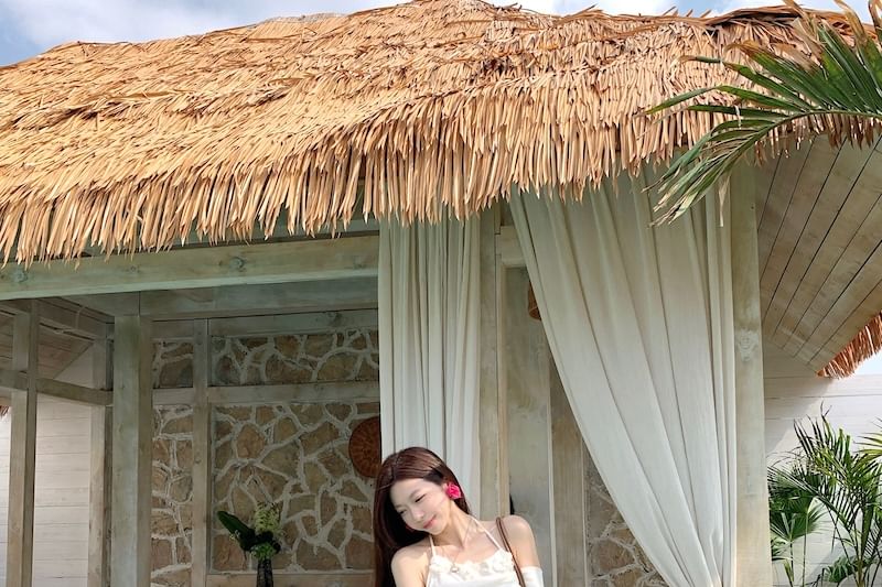 High Skirt Long-Sleeve Plain Rise Maxi Two-Piece A-Line Mock Top /