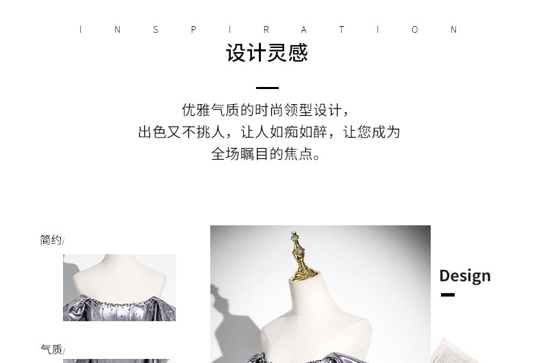 Accent Sequin Gown Bow Short-Sleeve Mermaid Evening Off-Shoulder