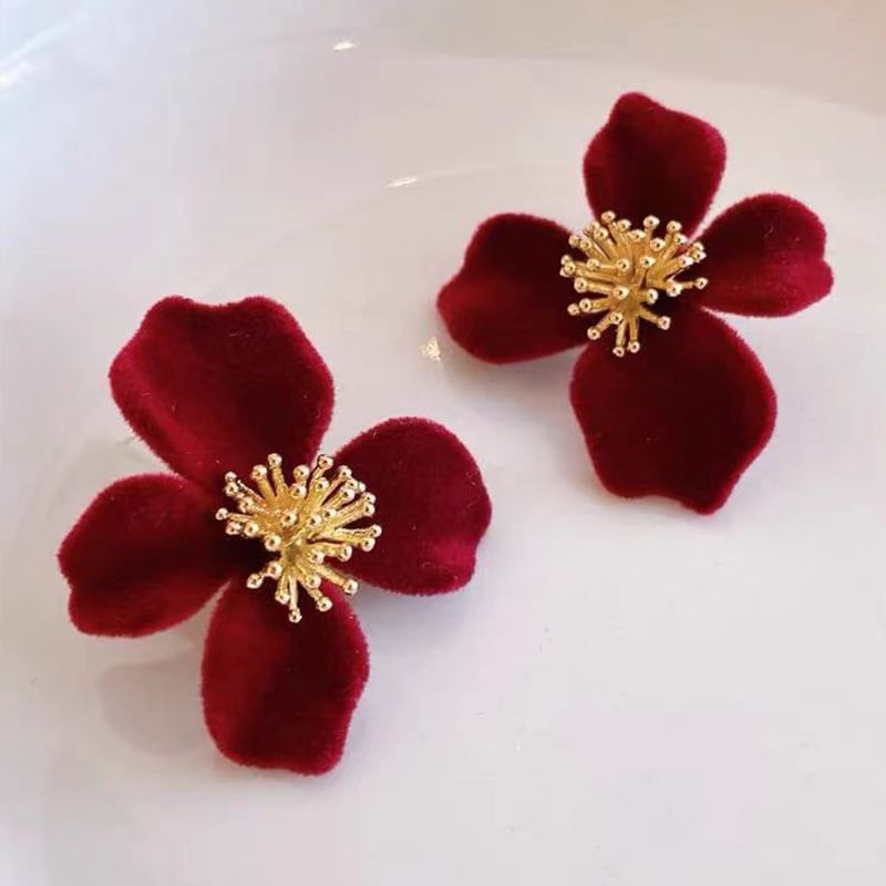 Velvet Flower Stud Earring
