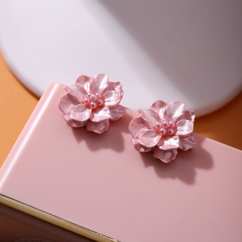 Stud Earring Flower Faux Pearl