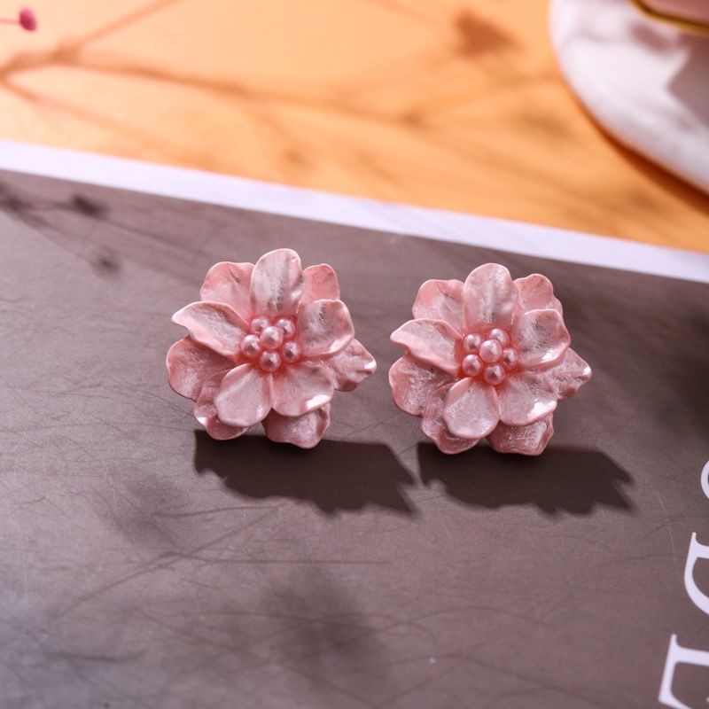Stud Earring Flower Faux Pearl