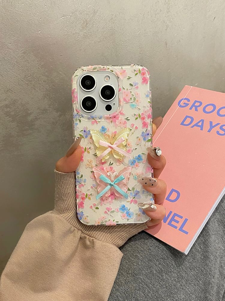 Case Decoration Phone Ribbon Floral Strap Adhesive Set /