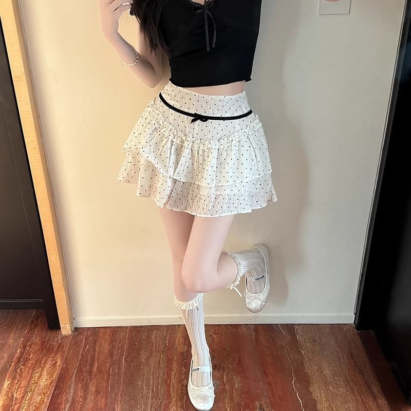 High Skirt A-Line Mini Dotted Rise