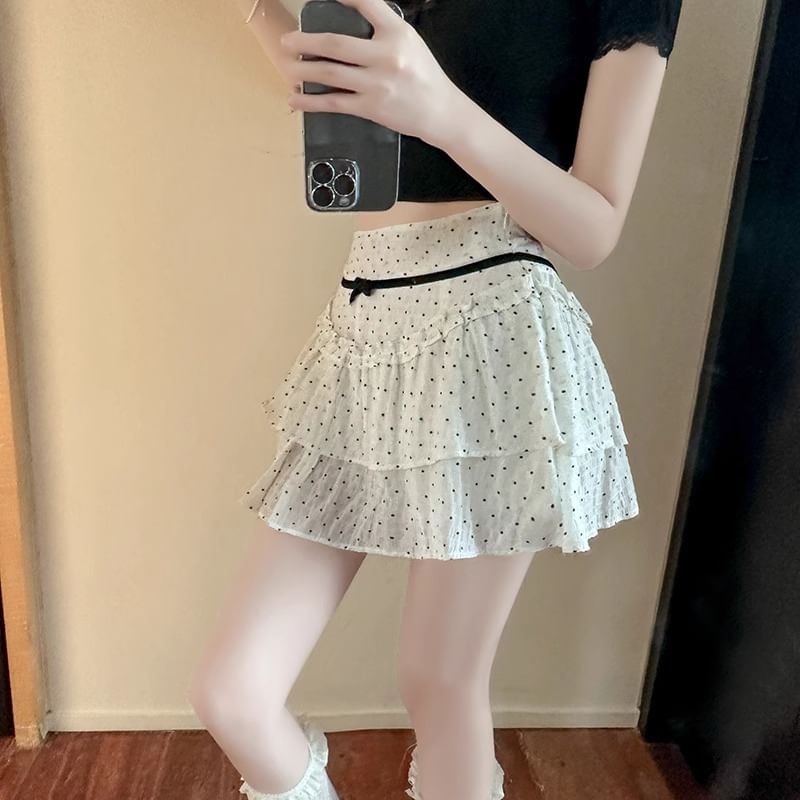 High Skirt A-Line Mini Dotted Rise