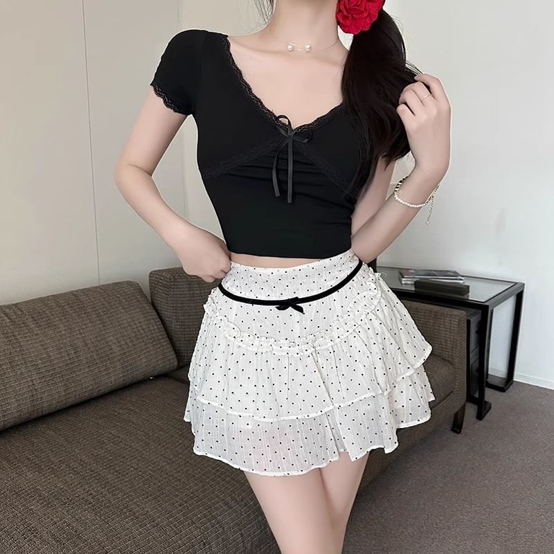 High Skirt A-Line Mini Dotted Rise