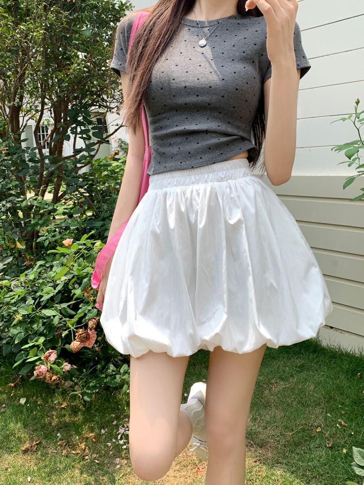 Bubble Plain Waist Shorts High