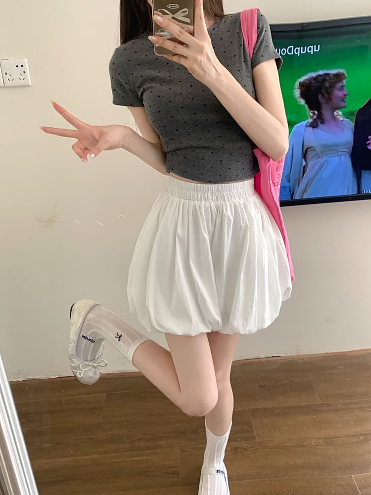 Bubble Plain Waist Shorts High