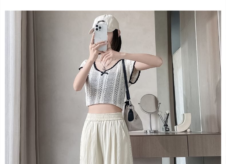 High Rise Panel Pants Wide Lace Leg