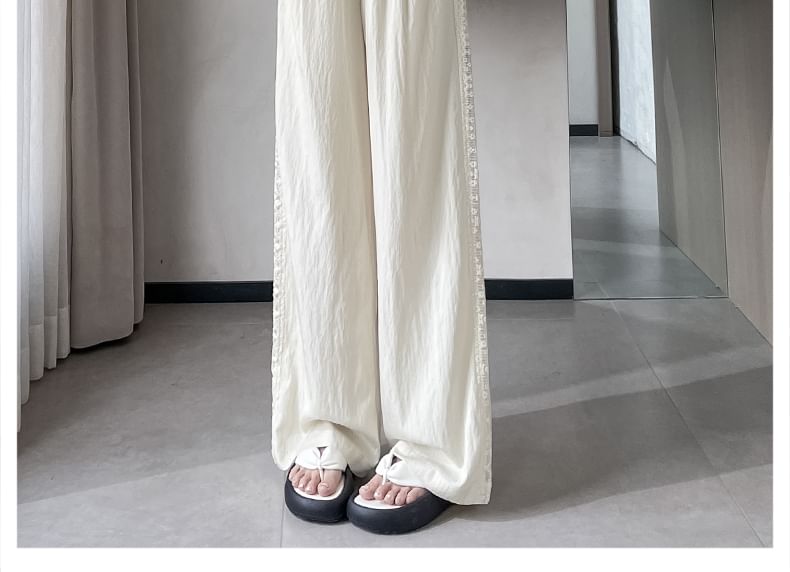 High Rise Panel Pants Wide Lace Leg