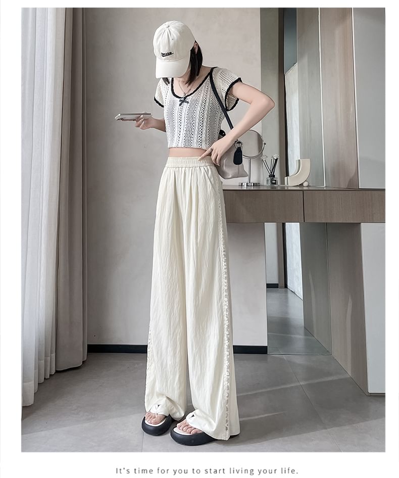 High Rise Panel Pants Wide Lace Leg