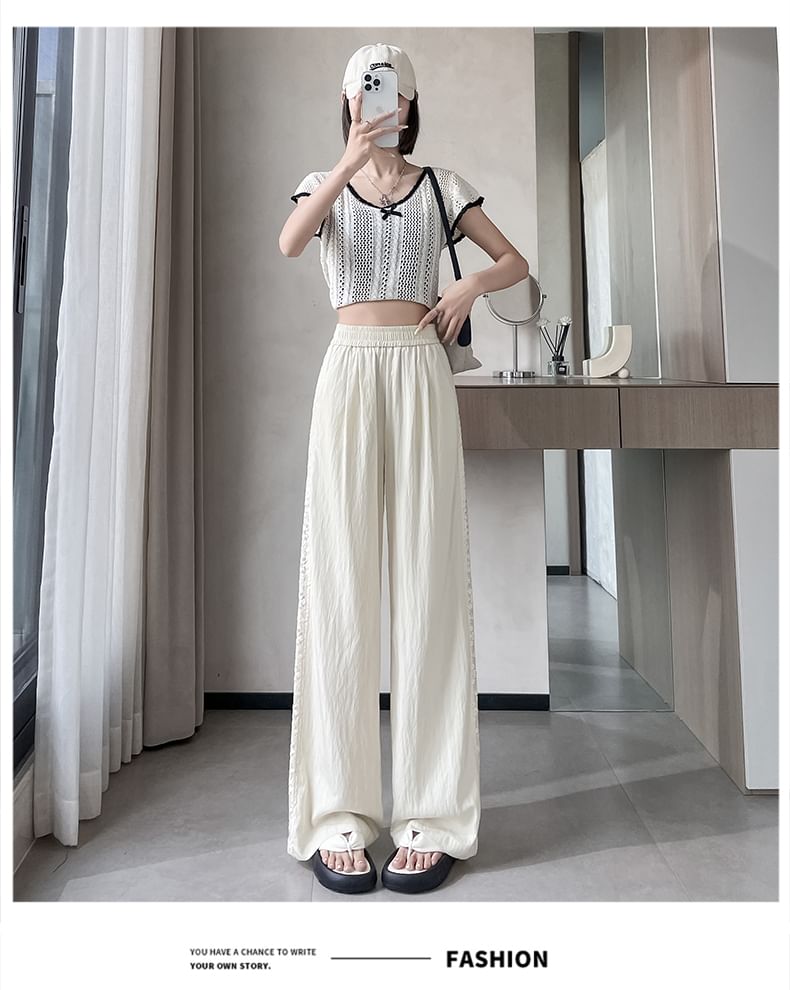 High Rise Panel Pants Wide Lace Leg