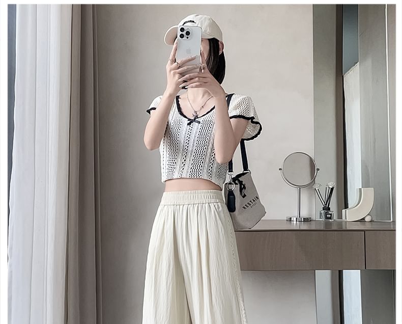 High Rise Panel Pants Wide Lace Leg