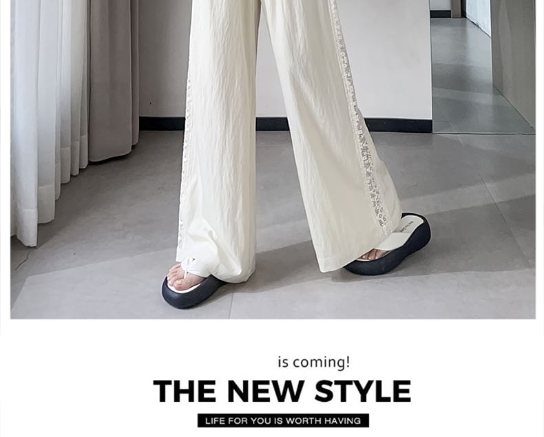 High Rise Panel Pants Wide Lace Leg