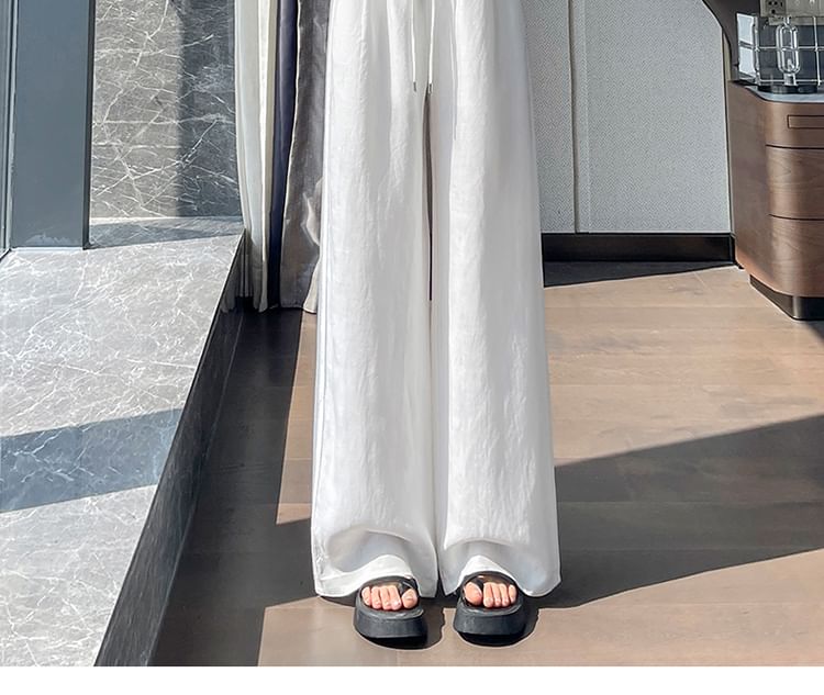 (Various Pants Leg Designs) Wide Drawstring Plain Waist