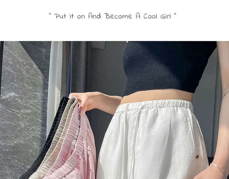 (Various Pants Leg Designs) Wide Drawstring Plain Waist