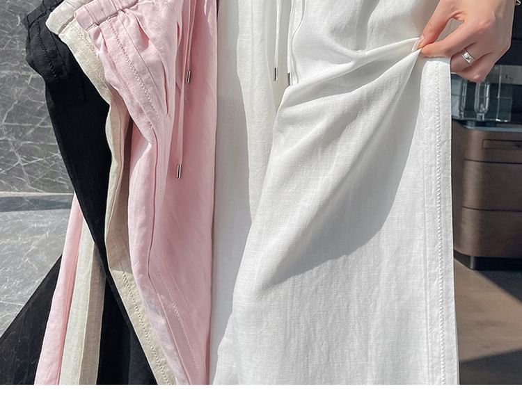(Various Pants Leg Designs) Wide Drawstring Plain Waist