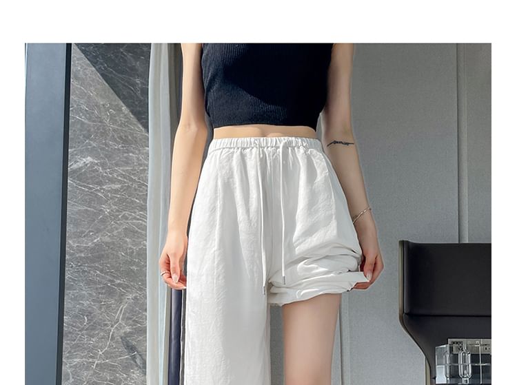 (Various Pants Leg Designs) Wide Drawstring Plain Waist