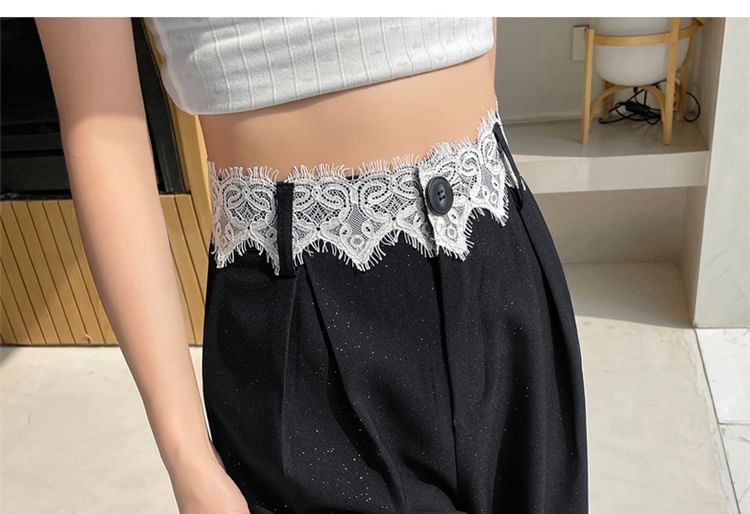 Slacks (Various Glitter High Panel Rise Leg Designs) Wide Lace