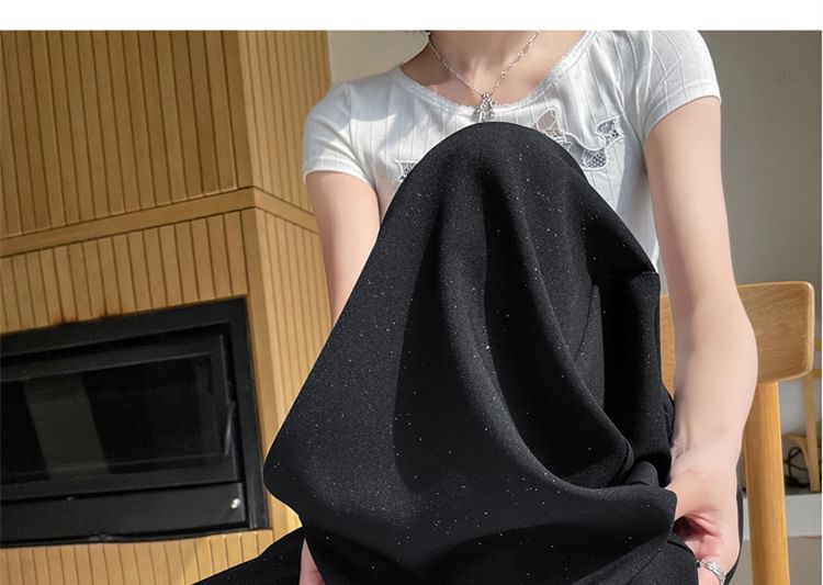 Slacks (Various Glitter High Panel Rise Leg Designs) Wide Lace