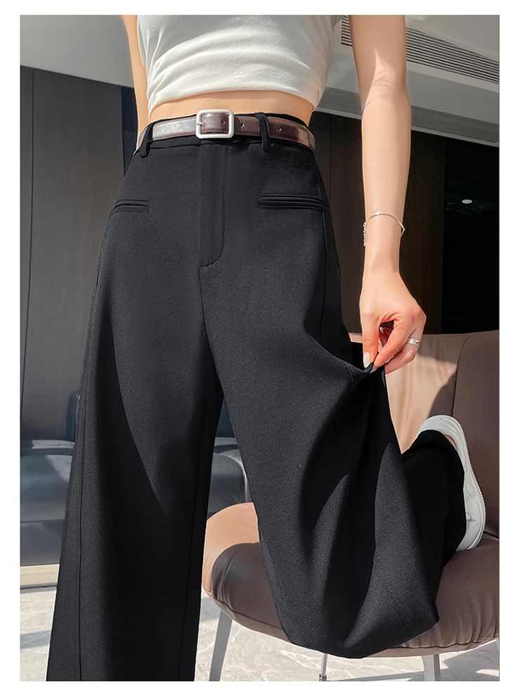 Suit Leg Pants Waist Wide (Various Plain Designs) High