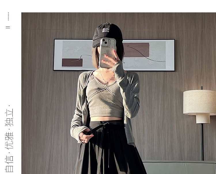 Waist Midi Lace High Skirt A-Line Plain Panel