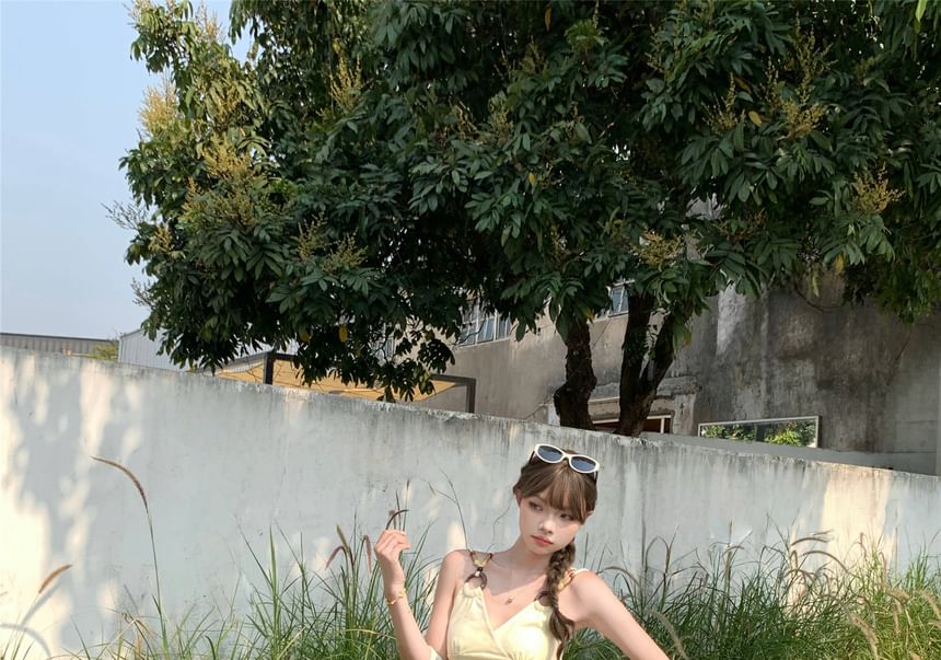 Ruched Pants Waist Leg Plain Mid Wide