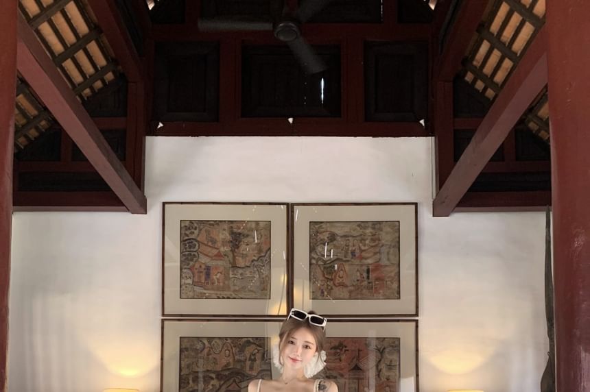 Camisole Peplum / Plain Skirt High Trim Maxi Top Lace Waist A-Line