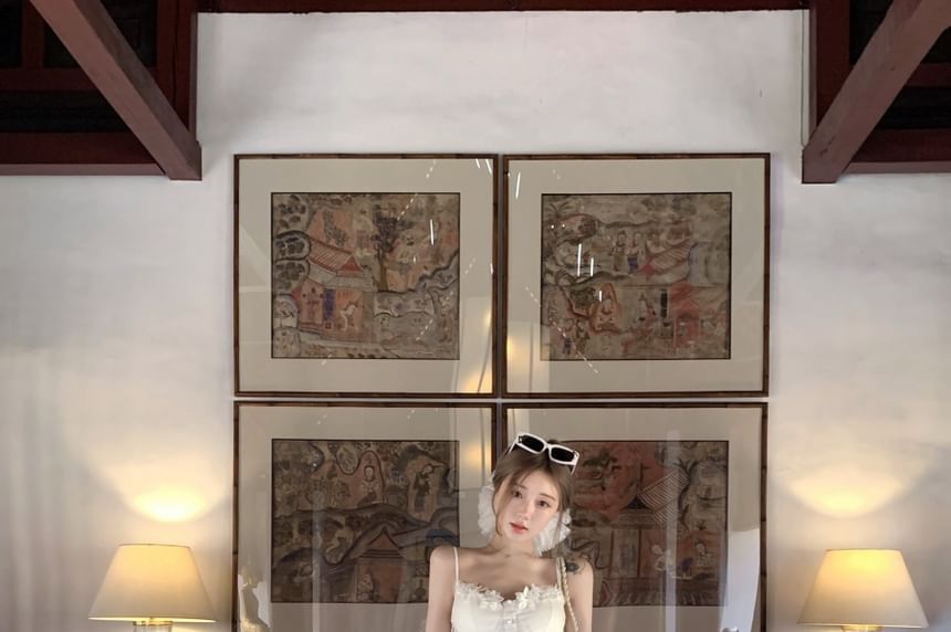 Camisole Peplum / Plain Skirt High Trim Maxi Top Lace Waist A-Line