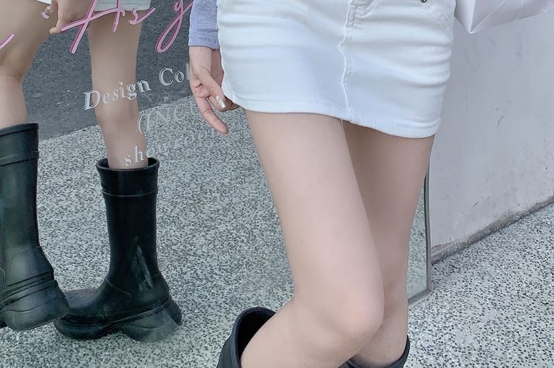 Denim Mini High Rise Skirt Pencil