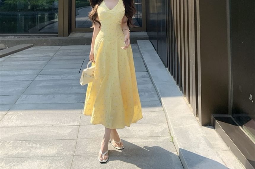 Sundress Floral V-Neck Sleeveless Midi