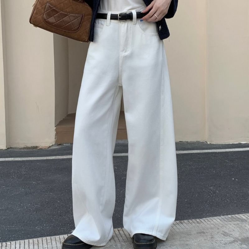 Washed Jeans Low Leg Waist Wide