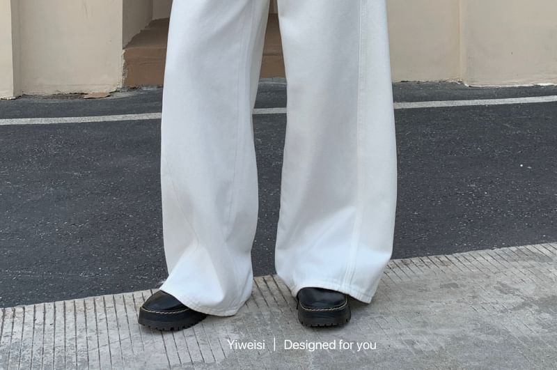 Washed Jeans Low Leg Waist Wide