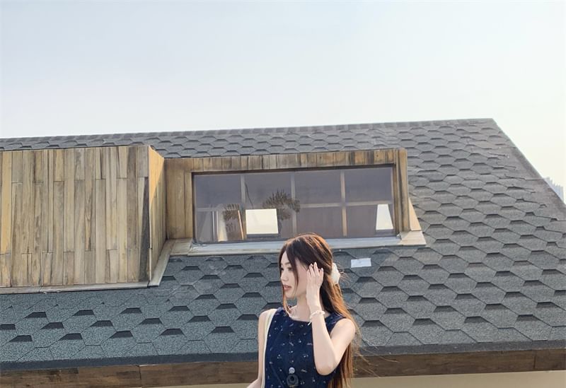 High Pants Rise / Floral Asymmetrical Wide Leg Tank Plain Top