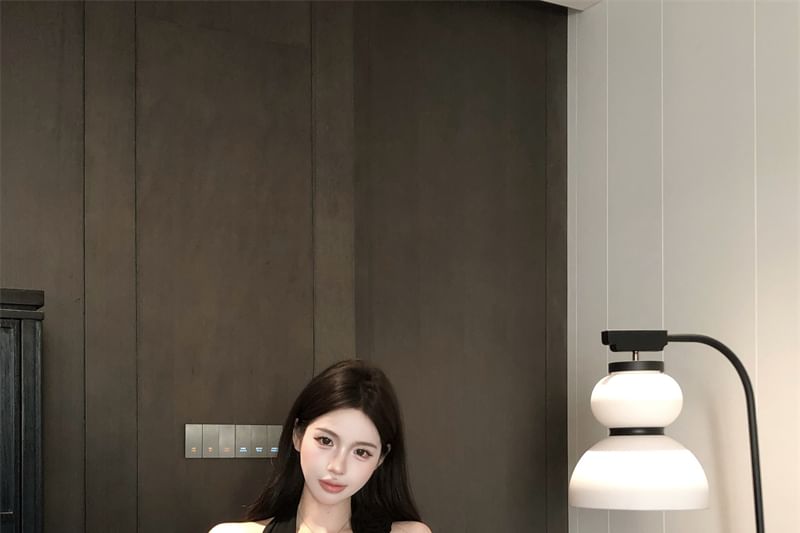 Bodycon Mini Plain Dress One-Shoulder