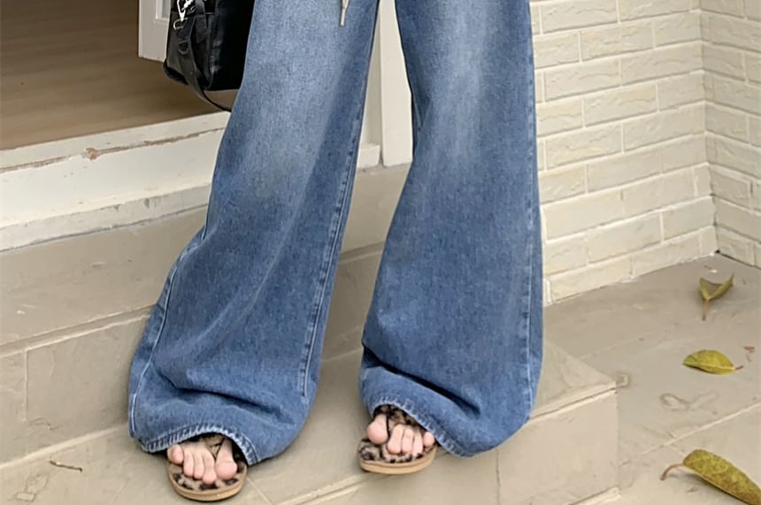 Jeans Wide Leg Waist High Washed