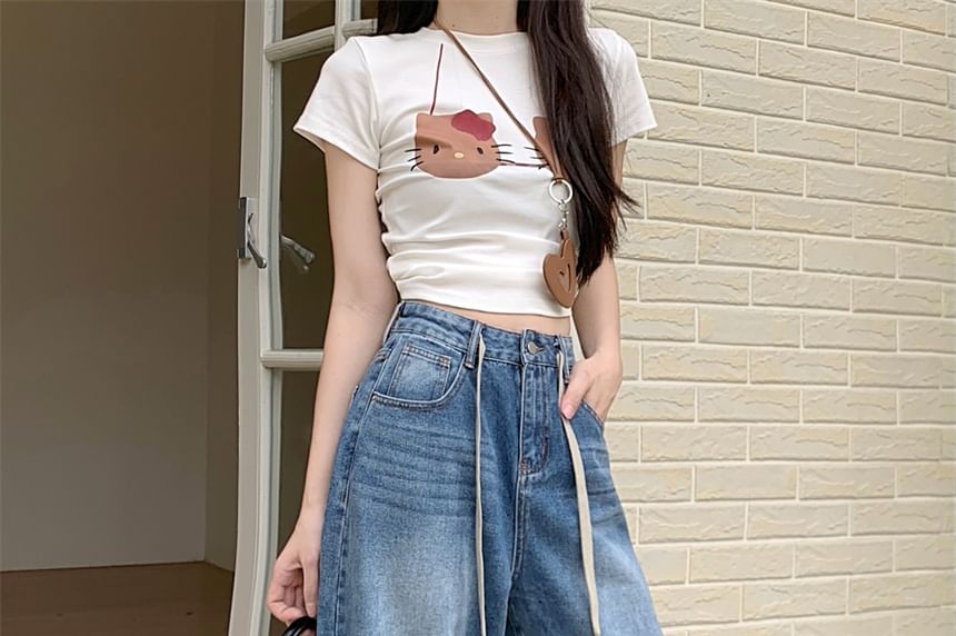 Jeans Wide Leg Waist High Washed