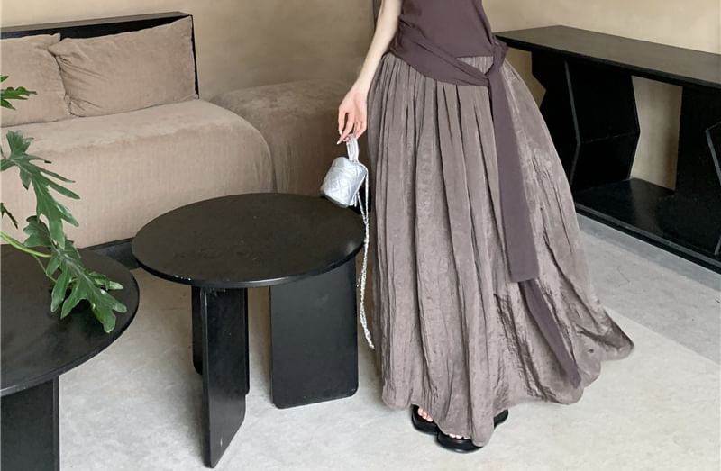 Neck A-Line Waist / Top Scoop Maxi Tie High Plain Skirt Halter