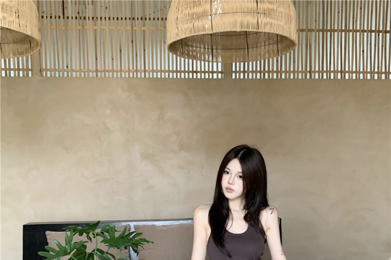 Neck A-Line Waist / Top Scoop Maxi Tie High Plain Skirt Halter