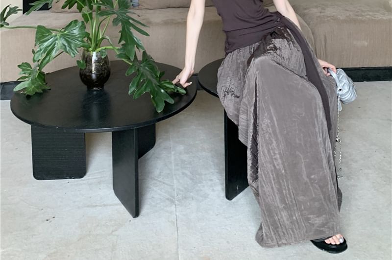 Neck A-Line Waist / Top Scoop Maxi Tie High Plain Skirt Halter