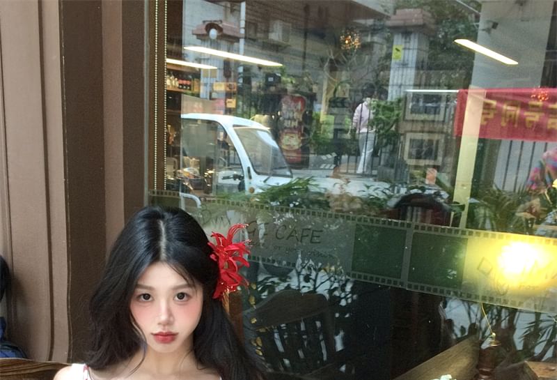 Strap Bow Mini Dress Spaghetti Plaid Trim Lace Bodycon