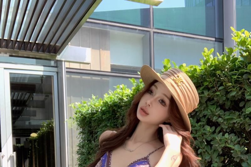 Camisole Print Top Paisley V-Neck Peplum