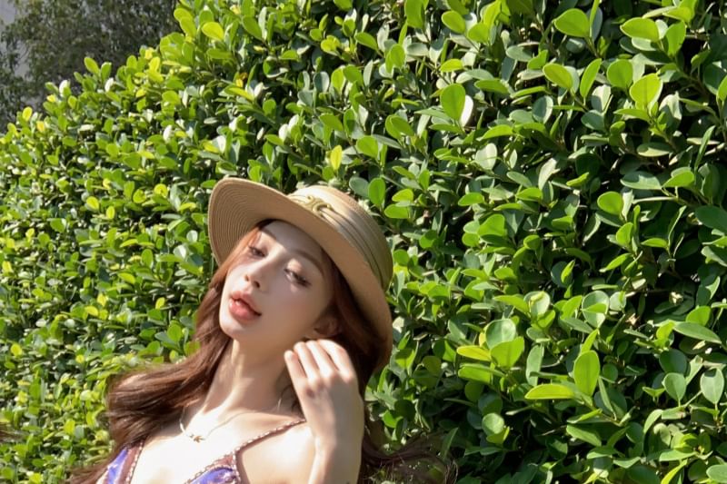 Camisole Print Top Paisley V-Neck Peplum