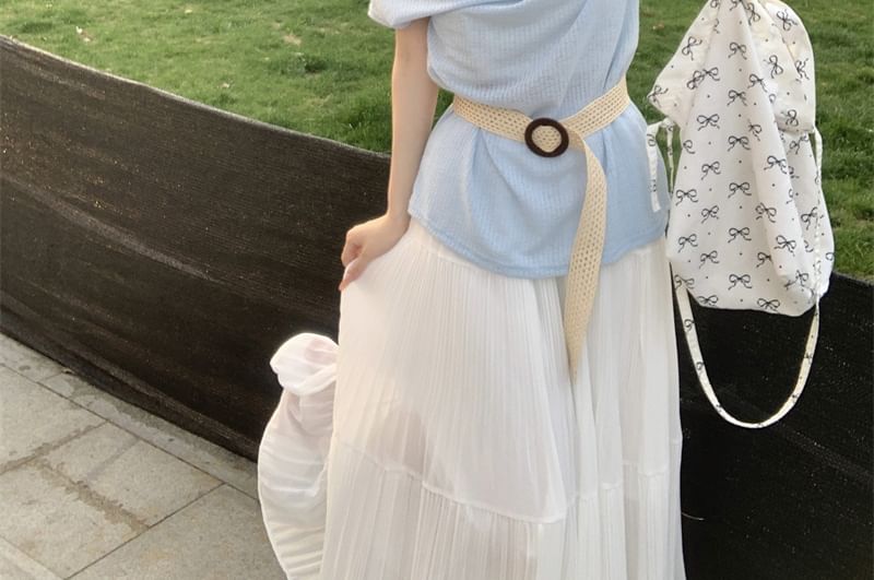 Short-Sleeve Plain Tee One-Shoulder