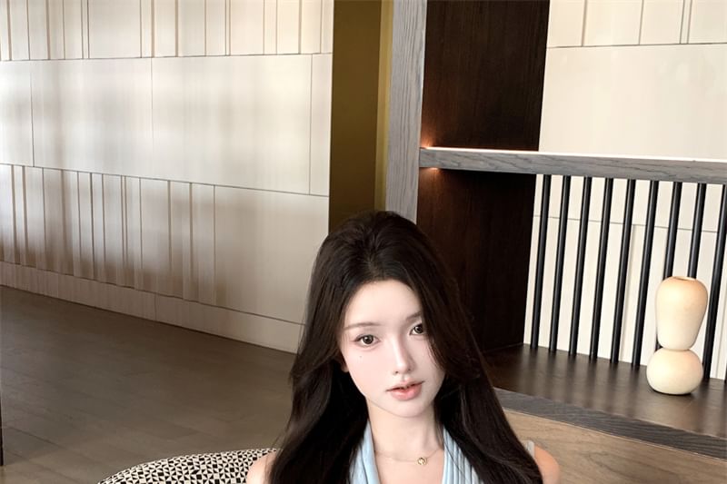 Top Plain Tie-Neck Tank