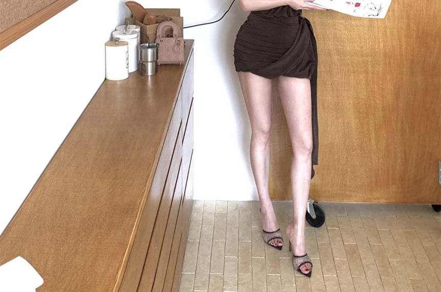 Asymmetrical Dress Plain Bodycon Halter Mini