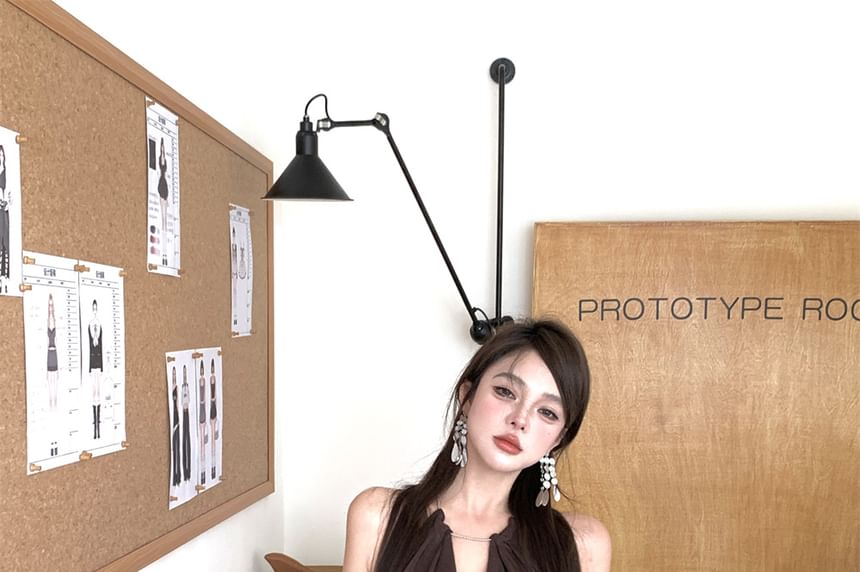 Asymmetrical Dress Plain Bodycon Halter Mini