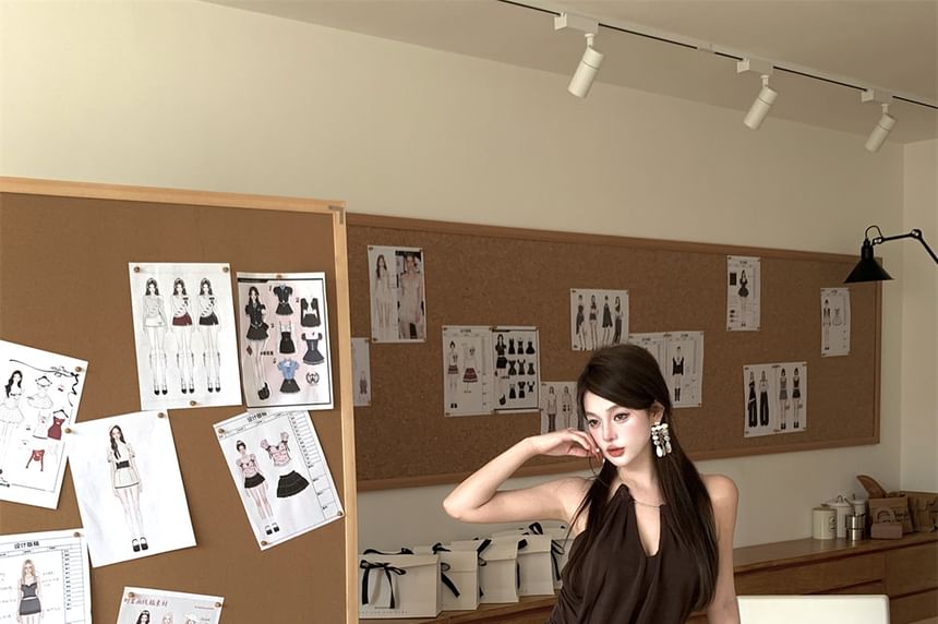 Asymmetrical Dress Plain Bodycon Halter Mini