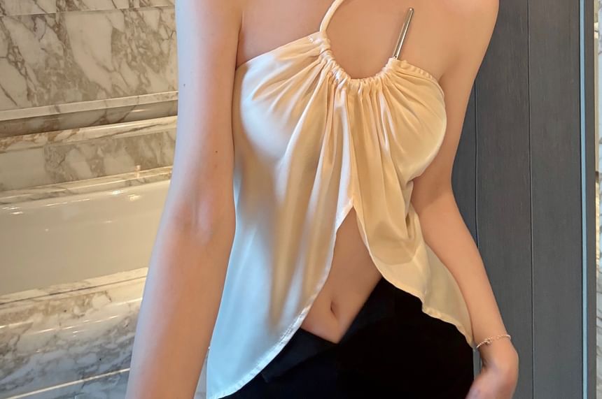 Top Plain Asymmetrical Halter