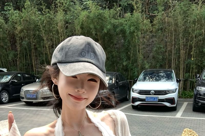 Plain Neck Scoop Trim Halter Top Cropped Bow Lace