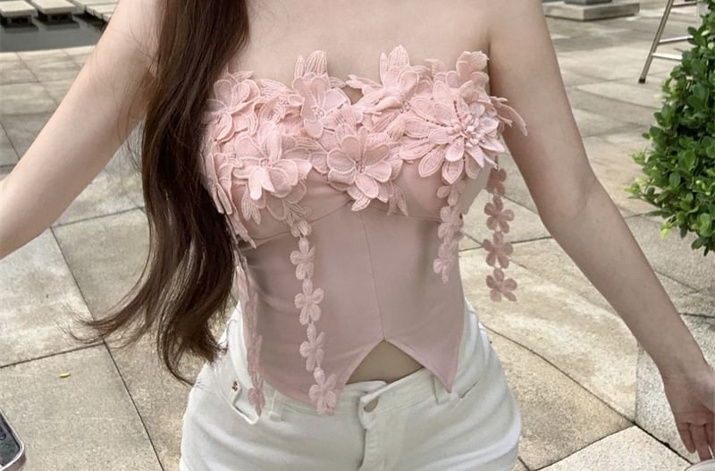 Front-Slit Tube Plain Flower Top Detail